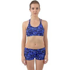 Texture Structure Electric Blue Back Web Sports Bra Set