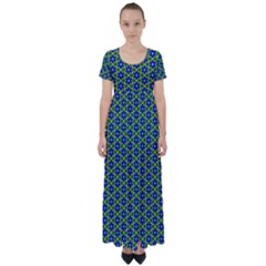 Texture Background Pattern High Waist Short Sleeve Maxi Dress