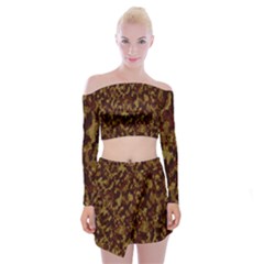 Camouflage Tarn Forest Texture Off Shoulder Top With Mini Skirt Set by Celenk