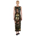 Steampunk, Steampunk Women With Clocks And Gears Fitted Maxi Dress View2