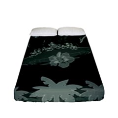 Surfboard With Dolphin, Flowers, Palm And Turtle Fitted Sheet (full/ Double Size) by FantasyWorld7