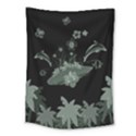 Surfboard With Dolphin, Flowers, Palm And Turtle Medium Tapestry View1