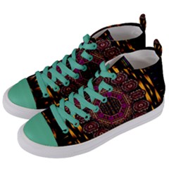 A Flaming Star Is Born On The  Metal Sky Women s Mid-top Canvas Sneakers