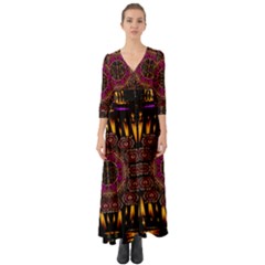 A Flaming Star Is Born On The  Metal Sky Button Up Boho Maxi Dress