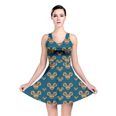 Cartoon Animals In Gold And Silver Gift Decorations Reversible Skater Dress by pepitasart