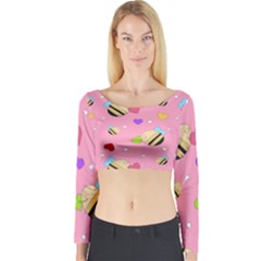 Bee Mine Valentine Long Sleeve Crop Top by Bigfootshirtshop