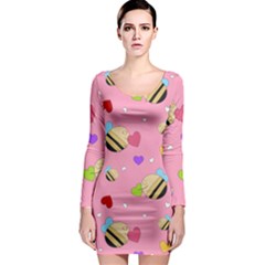 Bee Mine Valentine Long Sleeve Bodycon Dress by Bigfootshirtshop