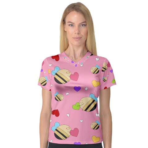 Bee Mine Valentine V-neck Sport Mesh Tee by Bigfootshirtshop