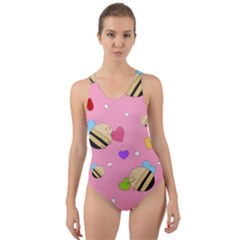 Bee Mine Valentine Cut-out Back One Piece Swimsuit