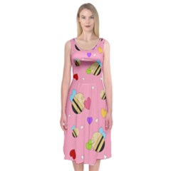 Bee Mine Valentine Midi Sleeveless Dress by Bigfootshirtshop