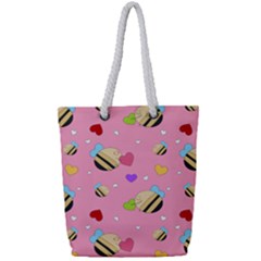 Bee Mine Valentine Full Print Rope Handle Tote (small)