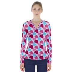 Bold Valentine Heart V-neck Long Sleeve Top