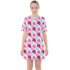 Bold Valentine Heart Sixties Short Sleeve Mini Dress