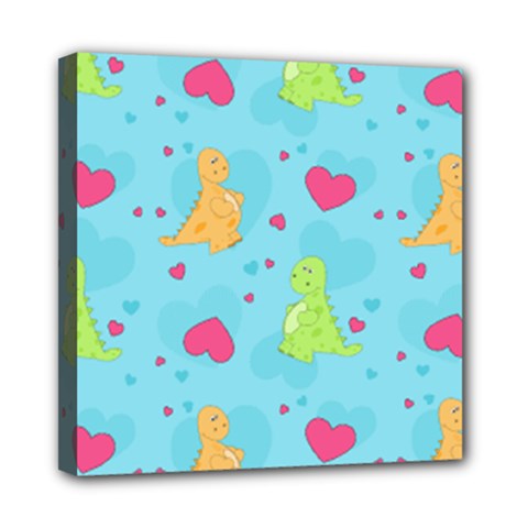 Dinosaur Love Pattern Mini Canvas 8  X 8  by Bigfootshirtshop