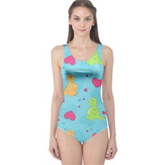 Dinosaur Love Pattern One Piece Swimsuit by Bigfootshirtshop