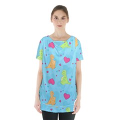 Dinosaur Love Pattern Skirt Hem Sports Top