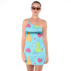 Dinosaur Love Pattern One Soulder Bodycon Dress by Bigfootshirtshop