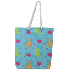 Dinosaur Love Pattern Full Print Rope Handle Tote (large)