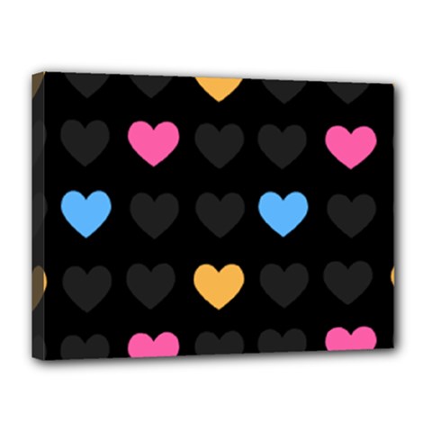 Emo Heart Pattern Canvas 16  X 12  by Bigfootshirtshop