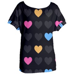 Emo Heart Pattern Women s Oversized Tee