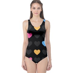 Emo Heart Pattern One Piece Swimsuit by Bigfootshirtshop