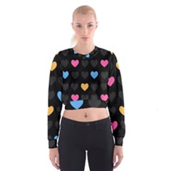 Emo Heart Pattern Cropped Sweatshirt