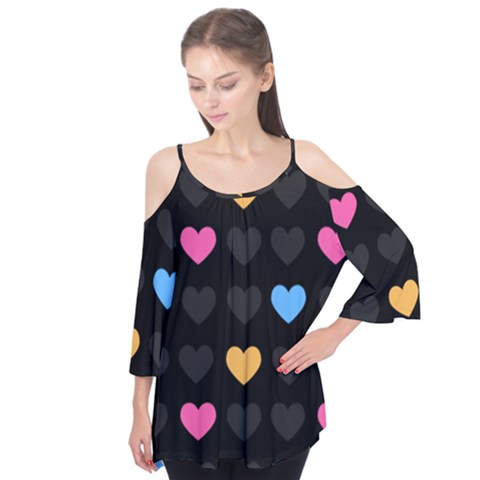 Emo Heart Pattern Flutter Tees by Bigfootshirtshop