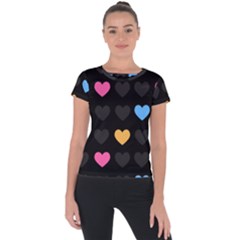 Emo Heart Pattern Short Sleeve Sports Top  by Bigfootshirtshop