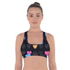 Emo Heart Pattern Cross Back Sports Bra by Bigfootshirtshop