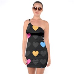 Emo Heart Pattern One Soulder Bodycon Dress by Bigfootshirtshop