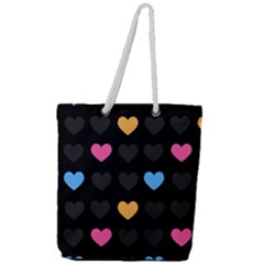 Emo Heart Pattern Full Print Rope Handle Tote (large)