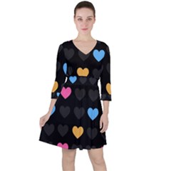 Emo Heart Pattern Ruffle Dress by Bigfootshirtshop