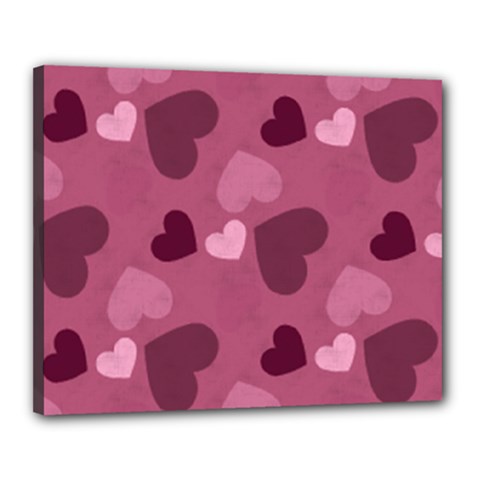 Mauve Valentine Heart Pattern Canvas 20  x 16 