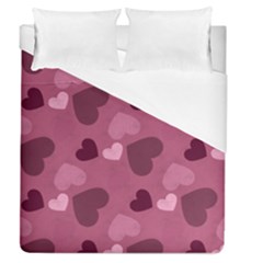 Mauve Valentine Heart Pattern Duvet Cover (Queen Size)