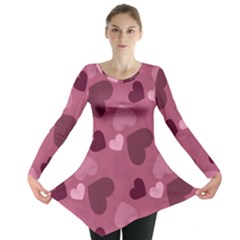 Mauve Valentine Heart Pattern Long Sleeve Tunic 