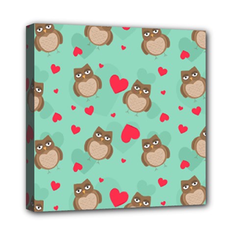 Owl Valentine s Day Pattern Mini Canvas 8  X 8  by Bigfootshirtshop