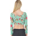 Owl Valentine s Day Pattern Long Sleeve Crop Top View2