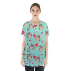 Owl Valentine s Day Pattern Skirt Hem Sports Top