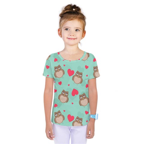 Owl Valentine s Day Pattern Kids  One Piece Tee by Bigfootshirtshop