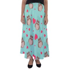 Owl Valentine s Day Pattern Flared Maxi Skirt by Bigfootshirtshop