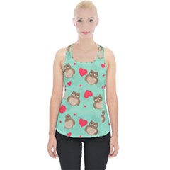 Owl Valentine s Day Pattern Piece Up Tank Top