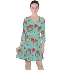 Owl Valentine s Day Pattern Ruffle Dress