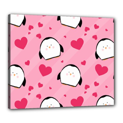 Penguin Love Pattern Canvas 24  X 20  by Bigfootshirtshop