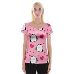 Penguin Love Pattern Cap Sleeve Tops by Bigfootshirtshop