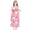 Penguin Love Pattern Shoulder Tie Bardot Midi Dress View1