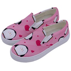 Penguin Love Pattern Kids  Canvas Slip Ons by Bigfootshirtshop