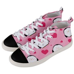 Penguin Love Pattern Men s Mid-top Canvas Sneakers