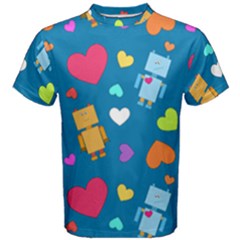 Robot Love Pattern Men s Cotton Tee