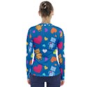 Robot Love Pattern V-Neck Long Sleeve Top View2