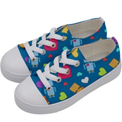 Robot Love Pattern Kids  Low Top Canvas Sneakers by Bigfootshirtshop